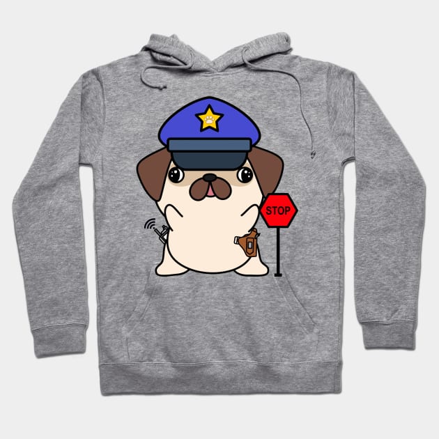 Funny Pug Policeman Hoodie by Pet Station